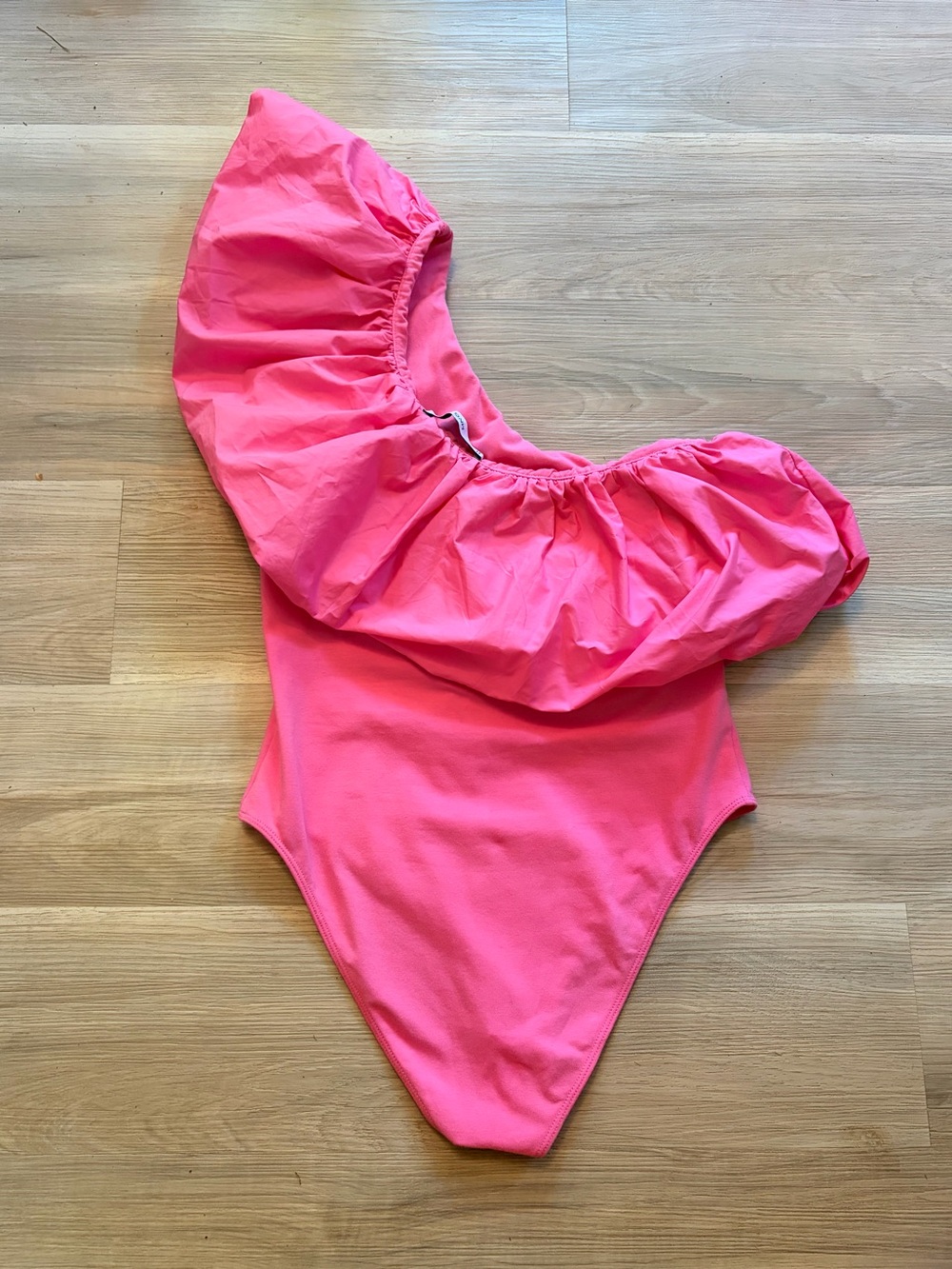 Mango One-Shoulder Pink Ruffle Bodysuit - Picture 4 of 6